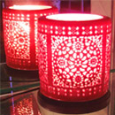 ：“中国红-菊影筒”陶瓷保健盐灯